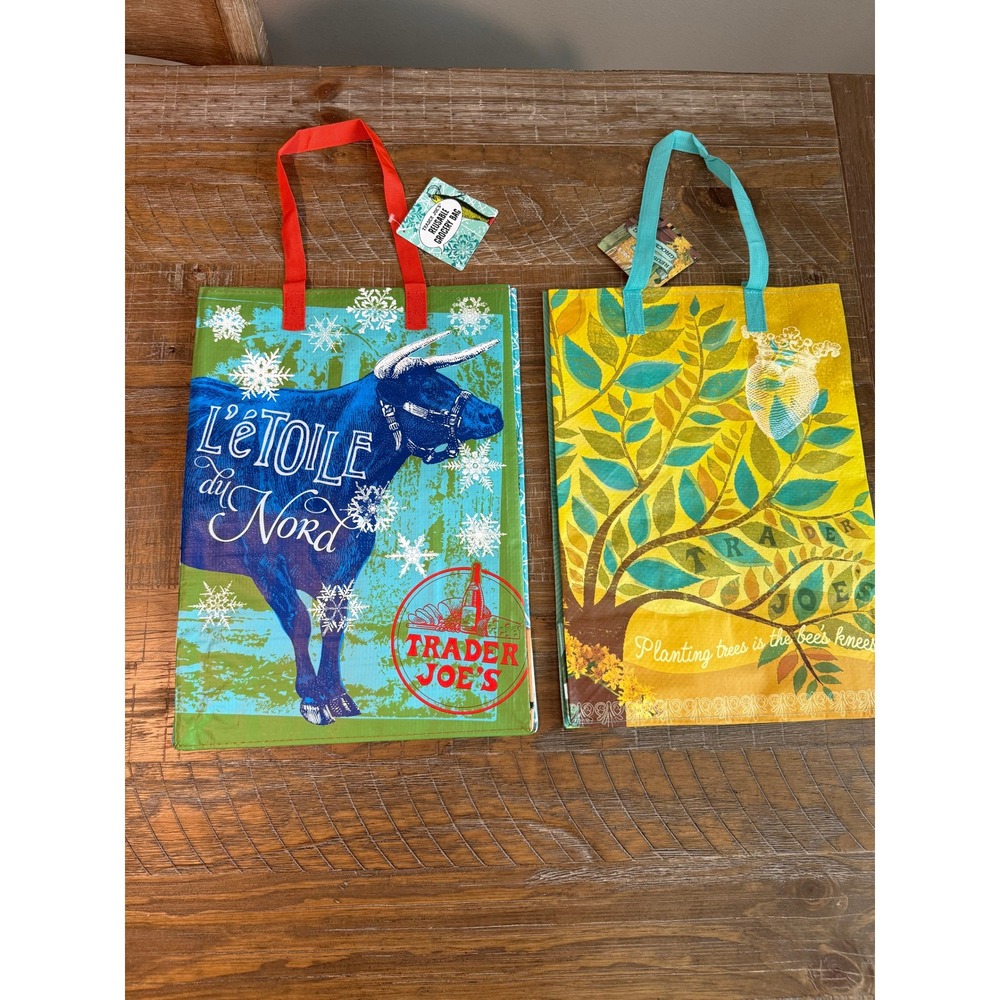 New Lot Trader Joe's Reusable Grocery Bags Minnesota & Tree of Life 6 Gallon NEW
